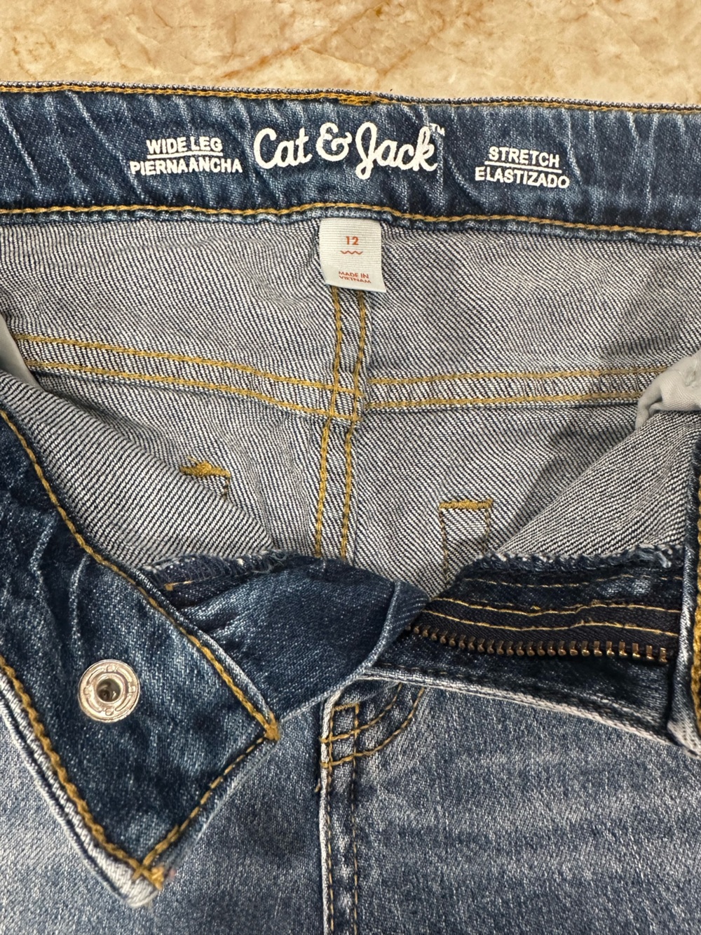 Cat & Jack Heart Patch Distressed Blue Jeans - Picture 4 of 4